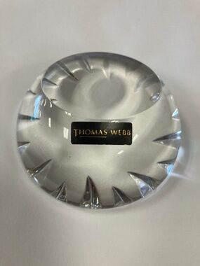Vintage Thomas Webb Clear Crystal Glass Paperweight